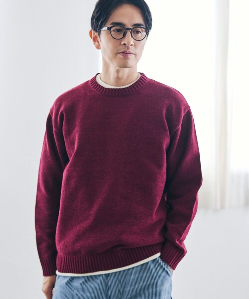 coen（コーエン）の「フェイクレイヤードモールニット（ニット/セーター・メンズ・ワイン/ライトグレー/ナチュラル/コバルトブルー・M/S/L/XL）」の4枚目の写真