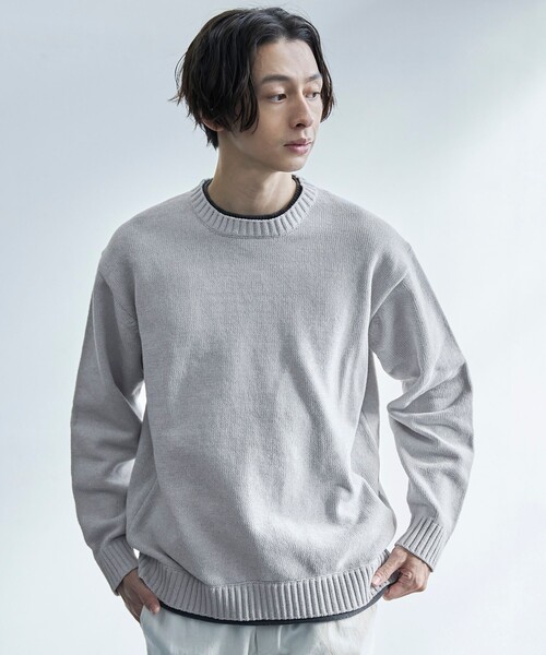 coen（コーエン）の「フェイクレイヤードモールニット（ニット/セーター・メンズ・ワイン/ライトグレー/ナチュラル/コバルトブルー・M/S/L/XL）」の7枚目の写真