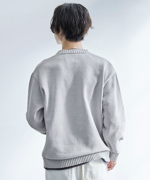 coen（コーエン）の「フェイクレイヤードモールニット（ニット/セーター・メンズ・ワイン/ライトグレー/ナチュラル/コバルトブルー・M/S/L/XL）」の8枚目の写真