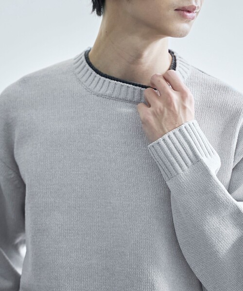 coen（コーエン）の「フェイクレイヤードモールニット（ニット/セーター・メンズ・ワイン/ライトグレー/ナチュラル/コバルトブルー・M/S/L/XL）」の9枚目の写真