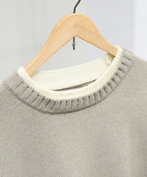 coen（コーエン）の「フェイクレイヤードモールニット（ニット/セーター・メンズ・ワイン/ライトグレー/ナチュラル/コバルトブルー・M/S/L/XL）」の12枚目の写真