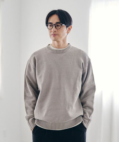 coen（コーエン）の「フェイクレイヤードモールニット（ニット/セーター・メンズ・ワイン/ライトグレー/ナチュラル/コバルトブルー・M/S/L/XL）」の16枚目の写真