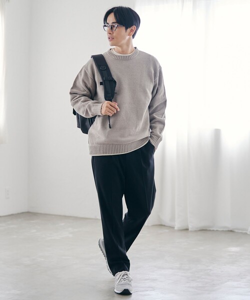 coen（コーエン）の「フェイクレイヤードモールニット（ニット/セーター・メンズ・ワイン/ライトグレー/ナチュラル/コバルトブルー・M/S/L/XL）」の18枚目の写真