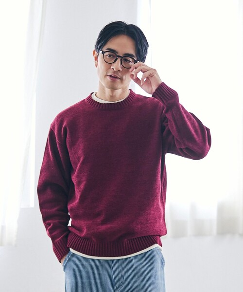 coen（コーエン）の「フェイクレイヤードモールニット（ニット/セーター・メンズ・ワイン/ライトグレー/ナチュラル/コバルトブルー・M/S/L/XL）」の20枚目の写真