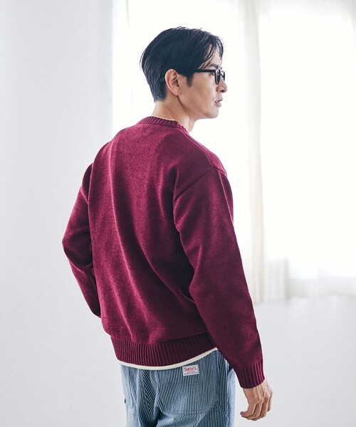 coen（コーエン）の「フェイクレイヤードモールニット（ニット/セーター・メンズ・ワイン/ライトグレー/ナチュラル/コバルトブルー・M/S/L/XL）」の21枚目の写真