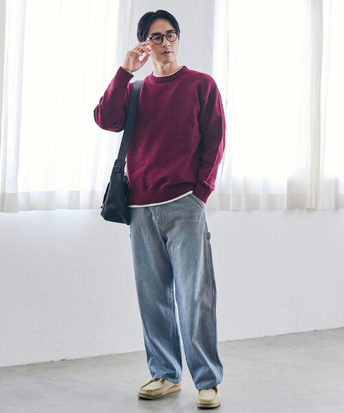 coen（コーエン）の「フェイクレイヤードモールニット（ニット/セーター・メンズ・ワイン/ライトグレー/ナチュラル/コバルトブルー・M/S/L/XL）」の22枚目の写真