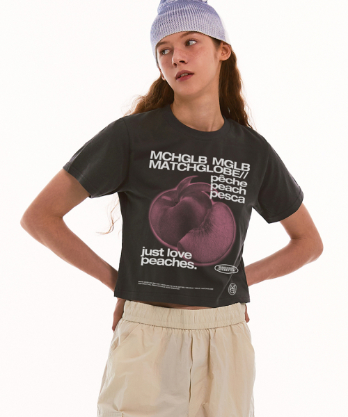 MATCHGLOBE(マッチグローブ)の「ピーチクロップTシャツ(ダークグレー)(Tシャツ/カットソー・レディース・その他・FREE)」の3枚目の写真