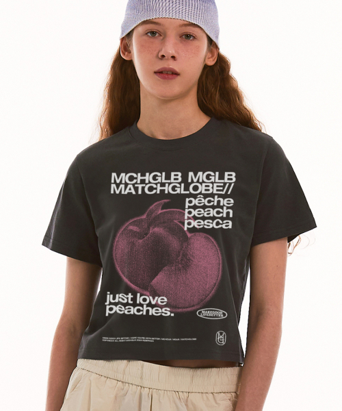 MATCHGLOBE(マッチグローブ)の「ピーチクロップTシャツ(ダークグレー)(Tシャツ/カットソー・レディース・その他・FREE)」の4枚目の写真