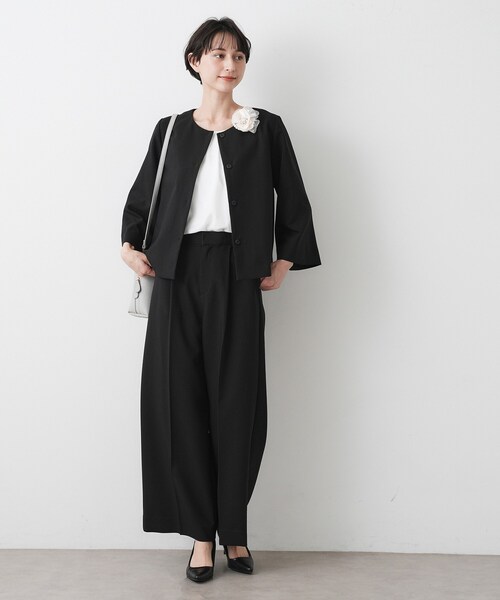 Dessin(デッサン)の「【入卒/セレモニー/セットアップ可能】テントラインダブルクロスジャケット(ノーカラージャケット・レディース・ブラック/ネイビー・01/03/02)」の13枚目の写真