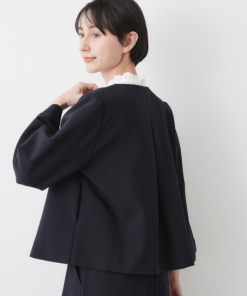 Dessin(デッサン)の「【入卒/セレモニー/セットアップ可能】テントラインダブルクロスジャケット(ノーカラージャケット・レディース・ブラック/ネイビー・01/03/02)」の17枚目の写真