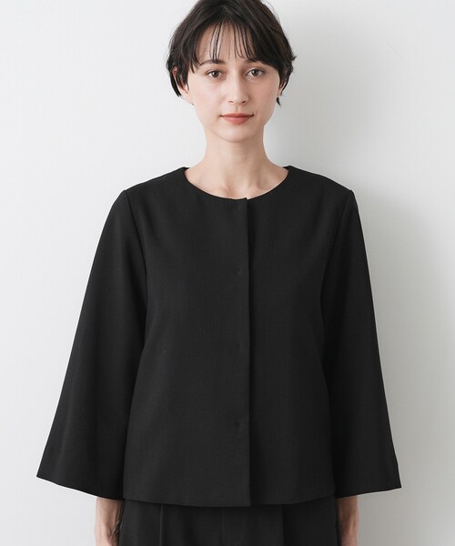 Dessin(デッサン)の「【入卒/セレモニー/セットアップ可能】テントラインダブルクロスジャケット(ノーカラージャケット・レディース・ブラック/ネイビー・01/03/02)」の22枚目の写真