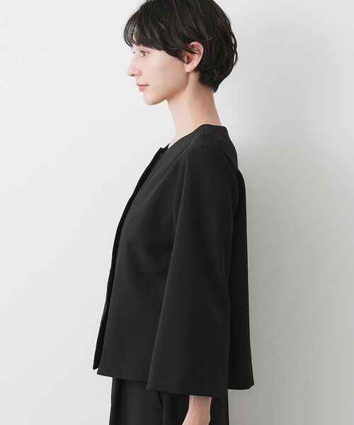 Dessin(デッサン)の「【入卒/セレモニー/セットアップ可能】テントラインダブルクロスジャケット(ノーカラージャケット・レディース・ブラック/ネイビー・01/03/02)」の5枚目の写真