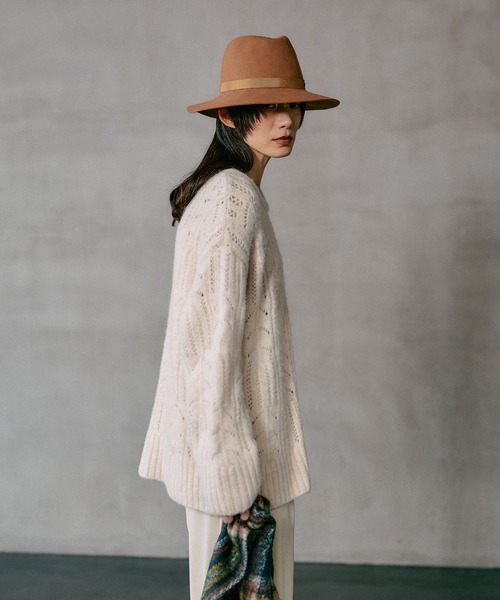 LEPSIM（レプシィム）の「3.5ゲージ柄編みルーズプルオーバー　611368（ニット/セーター・レディース・レッド/グレー/アイボリー/ライトグリーン・FREE）」の5枚目の写真