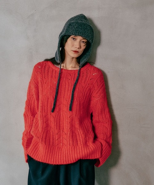 LEPSIM（レプシィム）の「3.5ゲージ柄編みルーズプルオーバー　611368（ニット/セーター・レディース・レッド/グレー/アイボリー/ライトグリーン・FREE）」の15枚目の写真