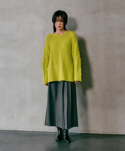 LEPSIM（レプシィム）の「3.5ゲージ柄編みルーズプルオーバー　611368（ニット/セーター・レディース・レッド/グレー/アイボリー/ライトグリーン・FREE）」の16枚目の写真