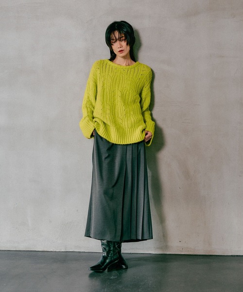 LEPSIM（レプシィム）の「3.5ゲージ柄編みルーズプルオーバー　611368（ニット/セーター・レディース・レッド/グレー/アイボリー/ライトグリーン・FREE）」の17枚目の写真