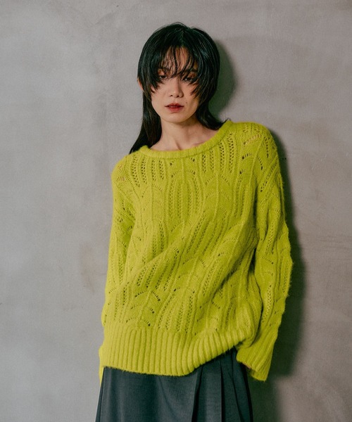 LEPSIM（レプシィム）の「3.5ゲージ柄編みルーズプルオーバー　611368（ニット/セーター・レディース・レッド/グレー/アイボリー/ライトグリーン・FREE）」の18枚目の写真