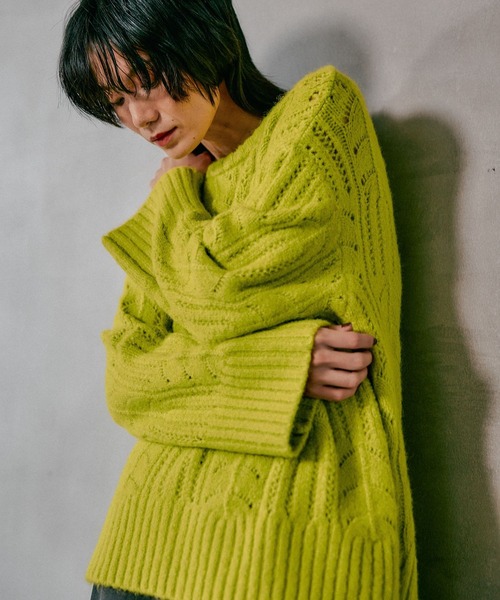 LEPSIM（レプシィム）の「3.5ゲージ柄編みルーズプルオーバー　611368（ニット/セーター・レディース・レッド/グレー/アイボリー/ライトグリーン・FREE）」の19枚目の写真