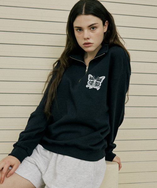 STAFF ONLY(スタッフオンリー)の「BUTTERFLY HALF ZIP-UP SWEATSHIRTS (NAVY)(その他トップス・メンズ・その他・SMALL/MEDIUM/LARGE)」の1枚目の写真