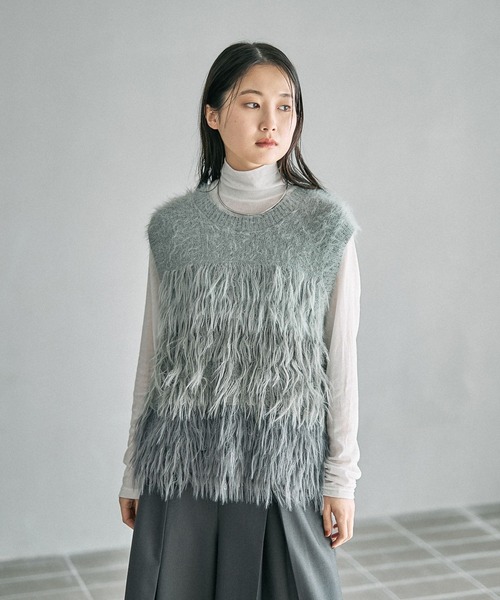 LEPSIM(レプシィム)の「5ゲージシャギーMIXベスト 611427(ベスト・レディース・ブルー/ブラウン/グレー・FREE)」の4枚目の写真