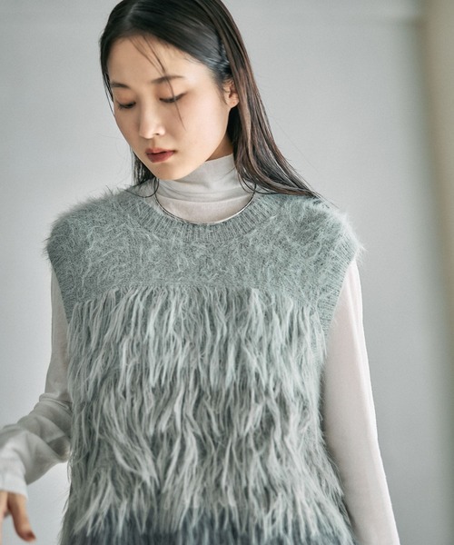 LEPSIM(レプシィム)の「5ゲージシャギーMIXベスト 611427(ベスト・レディース・ブルー/ブラウン/グレー・FREE)」の5枚目の写真