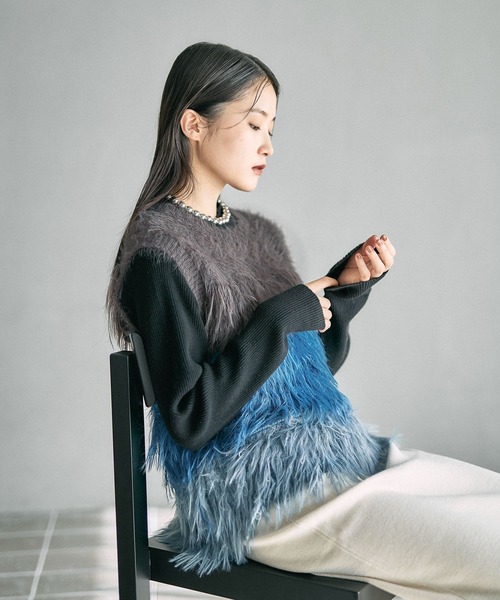 LEPSIM(レプシィム)の「5ゲージシャギーMIXベスト 611427(ベスト・レディース・ブルー/ブラウン/グレー・FREE)」の14枚目の写真