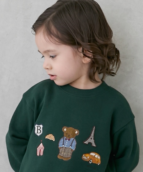 petit main（プティマイン）の「くまモチーフトレーナー（スウェット・キッズ・グリーン/キナリ/ネイビー・110cm/100cm/120cm/130cm/80ｃｍ/90cm）」の21枚目の写真