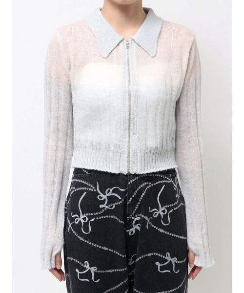 CALNAMUR（カルナムール）の「フロントジップバイカラーニット（ニット/セーター・レディース・ライトブルー/ピンク/イエロー・FREE）」の11枚目の写真