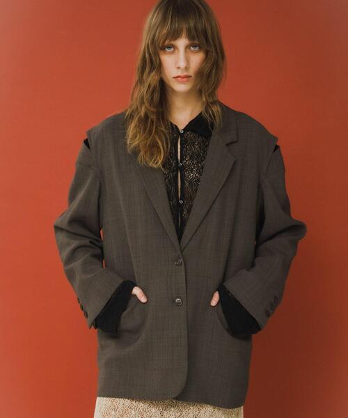 LAATO（ラート）の「over tailored  jacket（その他アウター・レディース・ブラウン/ライトグレー・FREE）」の3枚目の写真