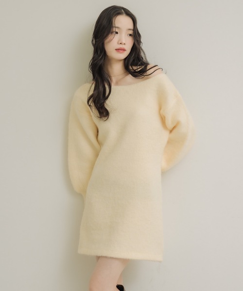 NEUNA（ヌナ）の「ワンショルニットミニワンピ（ワンピース・レディース・ベージュ/ダークブラウン/アイボリー・FREE）」の11枚目の写真