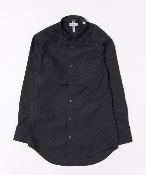 renoma HOMME(レノマオム)の「ワイシャツ メンズ イージーアイロン 綿混 3枚衿風 ボタンダウン 長袖 ビジネス ドレス NEWスタンダードフィット(ビジネスシャツ・メンズ・ブラック・首回り39cm-裄丈80cm/首回り39cm-裄丈84cm/首回り41cm-裄丈86cm/首回り43cm-裄丈86cm/首回り41cm-裄丈82cm/首回り43cm-裄丈82cm/首回り45cm-裄丈86cm/首回り37cm-裄丈80cm)」の2枚目の写真