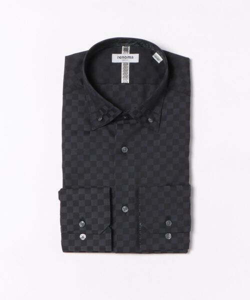 renoma HOMME(レノマオム)の「ワイシャツ メンズ イージーアイロン 綿混 3枚衿風 ボタンダウン 長袖 ビジネス ドレス NEWスタンダードフィット(ビジネスシャツ・メンズ・ブラック・首回り39cm-裄丈80cm/首回り39cm-裄丈84cm/首回り41cm-裄丈86cm/首回り43cm-裄丈86cm/首回り41cm-裄丈82cm/首回り43cm-裄丈82cm/首回り45cm-裄丈86cm/首回り37cm-裄丈80cm)」の5枚目の写真