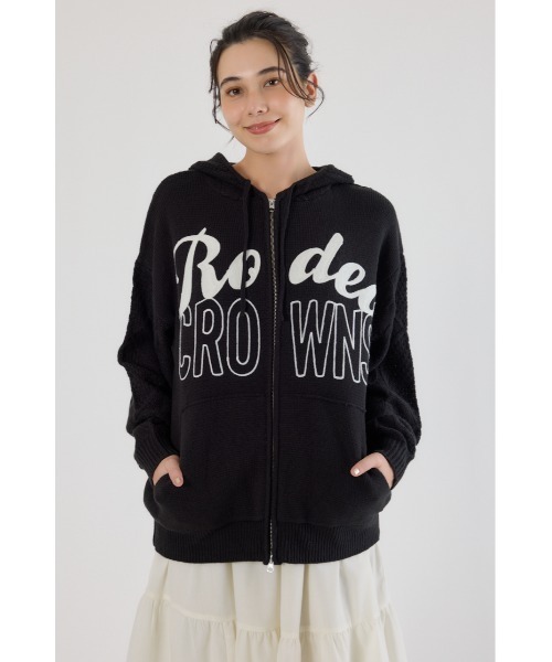 RODEO CROWNS WIDE BOWL(ロデオクラウンズワイドボウル)の「ロゴケーブルニットジップフーディー(パーカー・レディース・ブラック/オフホワイト/ライトカーキ/クリアレッド・FREE)」の15枚目の写真