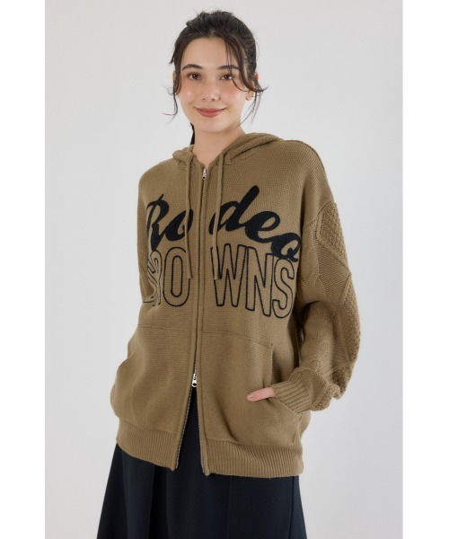 RODEO CROWNS WIDE BOWL(ロデオクラウンズワイドボウル)の「ロゴケーブルニットジップフーディー(パーカー・レディース・ブラック/オフホワイト/ライトカーキ/クリアレッド・FREE)」の20枚目の写真