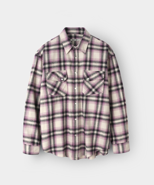 INDUST(インダスト)の「ビッグチェックオンブレスナップシャツ_パープル(シャツ/ブラウス・レディース・パープル・1(S)/2(M)/3(L))」の1枚目の写真