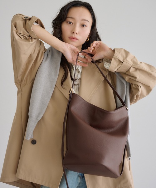 soins（ソワン）の「【牛革】2WAYワンハンドルバケツトートバッグ（トートバッグ・レディース・ブラック/ブラウン・FREE）」の15枚目の写真