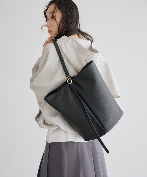 soins（ソワン）の「【牛革】2WAYワンハンドルバケツトートバッグ（トートバッグ・レディース・ブラック/ブラウン・FREE）」の3枚目の写真