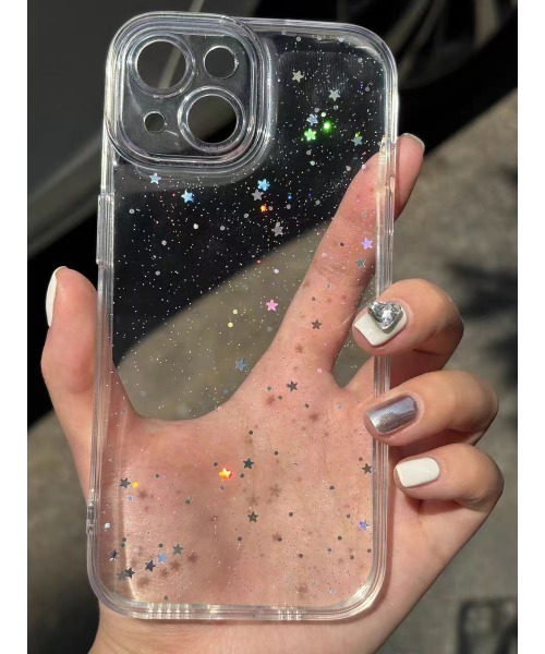 Vini（ヴィニ）の「キラキラ スター ラメ入り クリア iPhone ケース 13.15.16.16Pro.17.17Pro（スマホケース/カバー・レディース・クリア・iPhone 13/iPhone 15/iPhone 16/iPhone 16 Pro/iPhone 17/iPhone 14）」の4枚目の写真