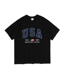 USAフラッグ半袖Tシャツ（ブラック）