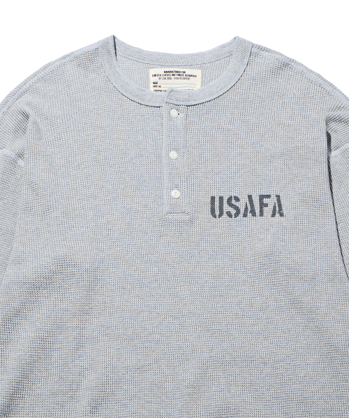 DISCUS ATHLETIC（ディスカス　アスレチック）の「USAFAロゴワッフルヘンリーネックロングスリーブTシャツメランジグレー（Tシャツ/カットソー・レディース・その他・X-LARGE/LARGE/MEDIUM）」の3枚目の写真