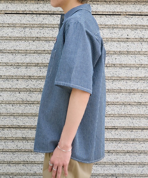 RED KAP(レッドキャップ)の「【RED KAP】限定商品 別注 ワッペン付き半袖SHIRTS ヒッコリーストライプ&オールドブラック(シャツ/ブラウス・メンズ・ブラック/ブルー・M/S/LL/L)」の14枚目の写真