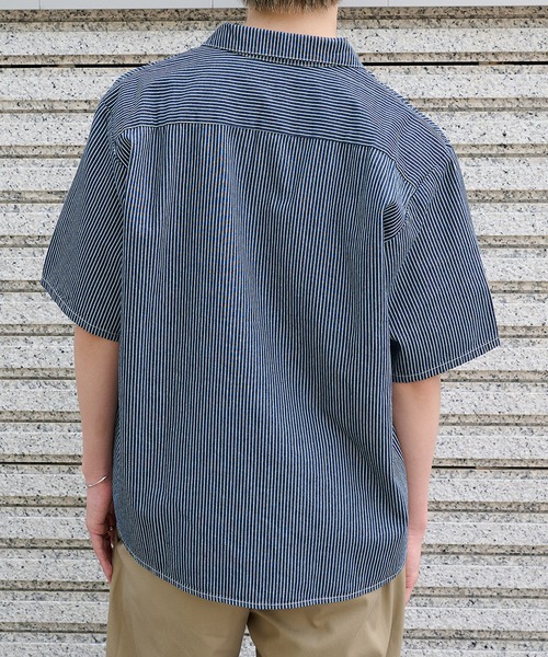 RED KAP(レッドキャップ)の「【RED KAP】限定商品 別注 ワッペン付き半袖SHIRTS ヒッコリーストライプ&オールドブラック(シャツ/ブラウス・メンズ・ブラック/ブルー・M/S/LL/L)」の15枚目の写真