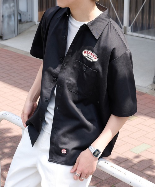 RED KAP(レッドキャップ)の「【RED KAP】限定商品 別注 ワッペン付き半袖SHIRTS ヒッコリーストライプ&オールドブラック(シャツ/ブラウス・メンズ・ブラック/ブルー・M/S/LL/L)」の6枚目の写真
