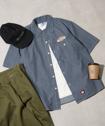 SETUP7（セットアップセブン）の「【RED KAP】限定商品 別注 ワッペン付き半袖SHIRTS　ヒッコリーストライプ＆オールドブラック（シャツ/ブラウス）」