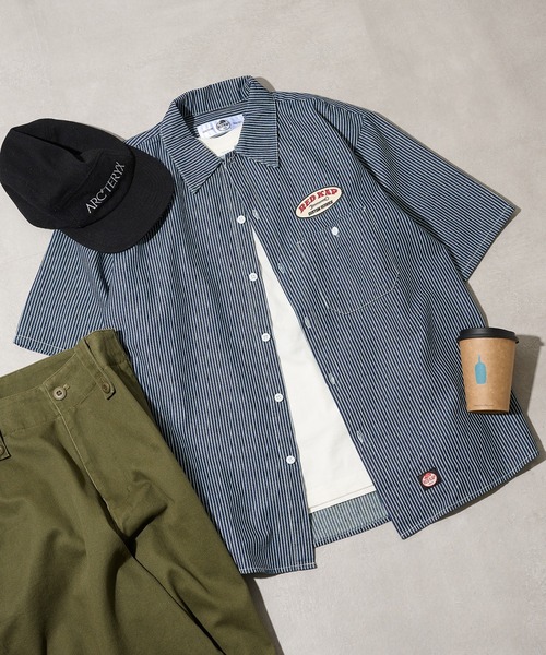 RED KAP(レッドキャップ)の「【RED KAP】限定商品 別注 ワッペン付き半袖SHIRTS ヒッコリーストライプ&オールドブラック(シャツ/ブラウス・メンズ・ブラック/ブルー・M/S/LL/L)」の21枚目の写真