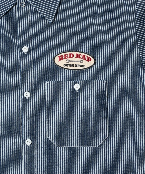 RED KAP(レッドキャップ)の「【RED KAP】限定商品 別注 ワッペン付き半袖SHIRTS ヒッコリーストライプ&オールドブラック(シャツ/ブラウス・メンズ・ブラック/ブルー・M/S/LL/L)」の10枚目の写真