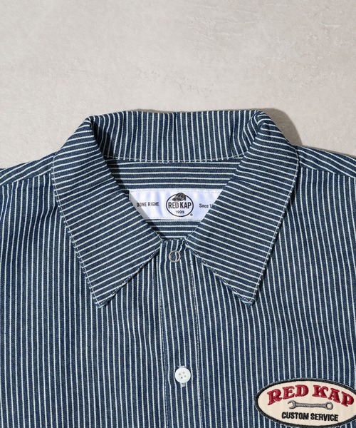 RED KAP(レッドキャップ)の「【RED KAP】限定商品 別注 ワッペン付き半袖SHIRTS ヒッコリーストライプ&オールドブラック(シャツ/ブラウス・メンズ・ブラック/ブルー・M/S/LL/L)」の9枚目の写真