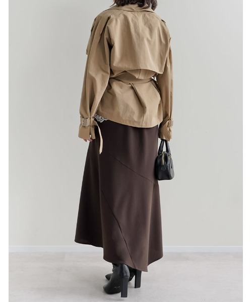 Re:EDIT（リエディ）の「[2026S/S COLLECTION][低身長サイズ有]ギンガムチェックアシンメトリーヘムスカート（スカート・レディース・ブラック/ブラウン・SHORT/MEDIUM/LARGE）」の9枚目の写真