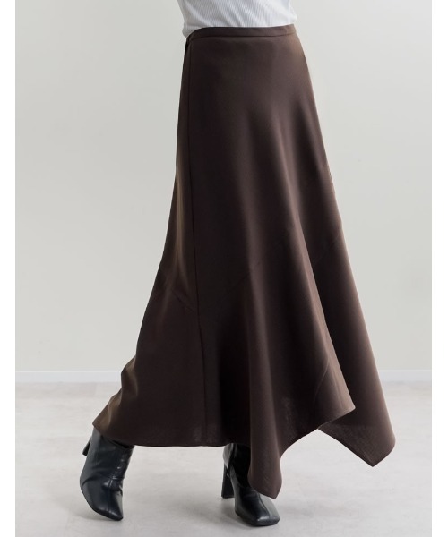 Re:EDIT（リエディ）の「[2026S/S COLLECTION][低身長サイズ有]ギンガムチェックアシンメトリーヘムスカート（スカート・レディース・ブラック/ブラウン・SHORT/MEDIUM/LARGE）」の10枚目の写真