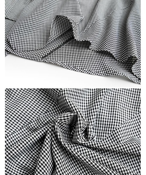 Re:EDIT（リエディ）の「[2026S/S COLLECTION][低身長サイズ有]ギンガムチェックアシンメトリーヘムスカート（スカート・レディース・ブラック/ブラウン・SHORT/MEDIUM/LARGE）」の12枚目の写真